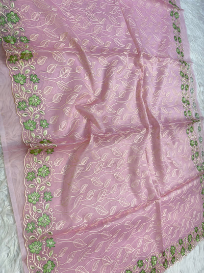 Banarasi kora organza embroidery saree