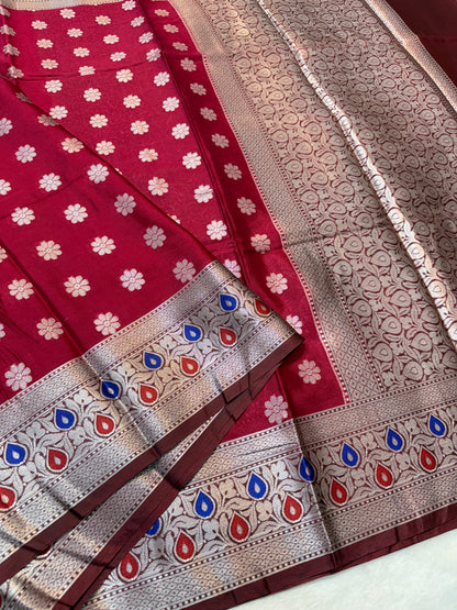 Maroon shade warm silk premium Banarasi saree
