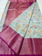 multicolour Dupion silk digital print Banarasi saree