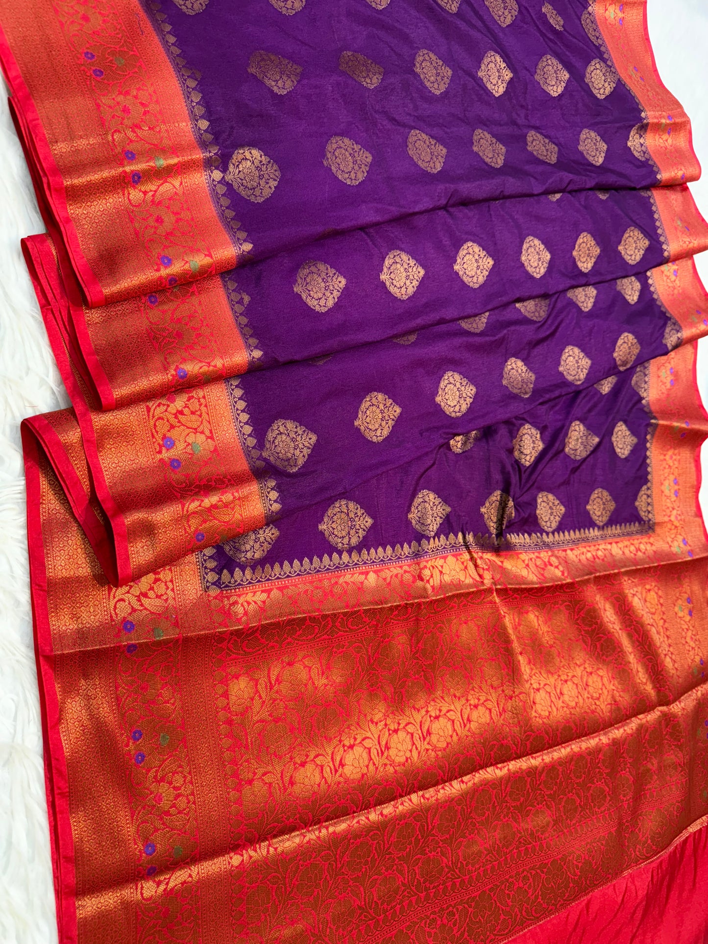 Magenta red shade Dupion Silk premium Banarasi Saree