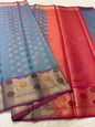 Grey red cotton silk premium Banarasi saree