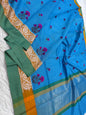 Multicolour shade cotton silk embroidery Banarasi saree