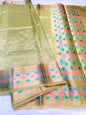 Pista green shade tissue kota mirror work premium Banarasi saree