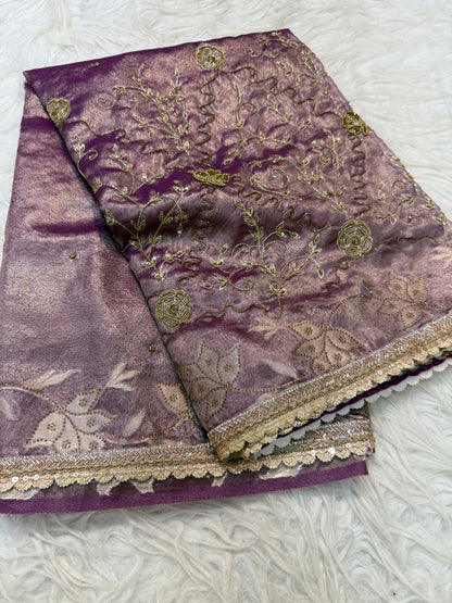Tissue Aari Work Banarasi silk saree