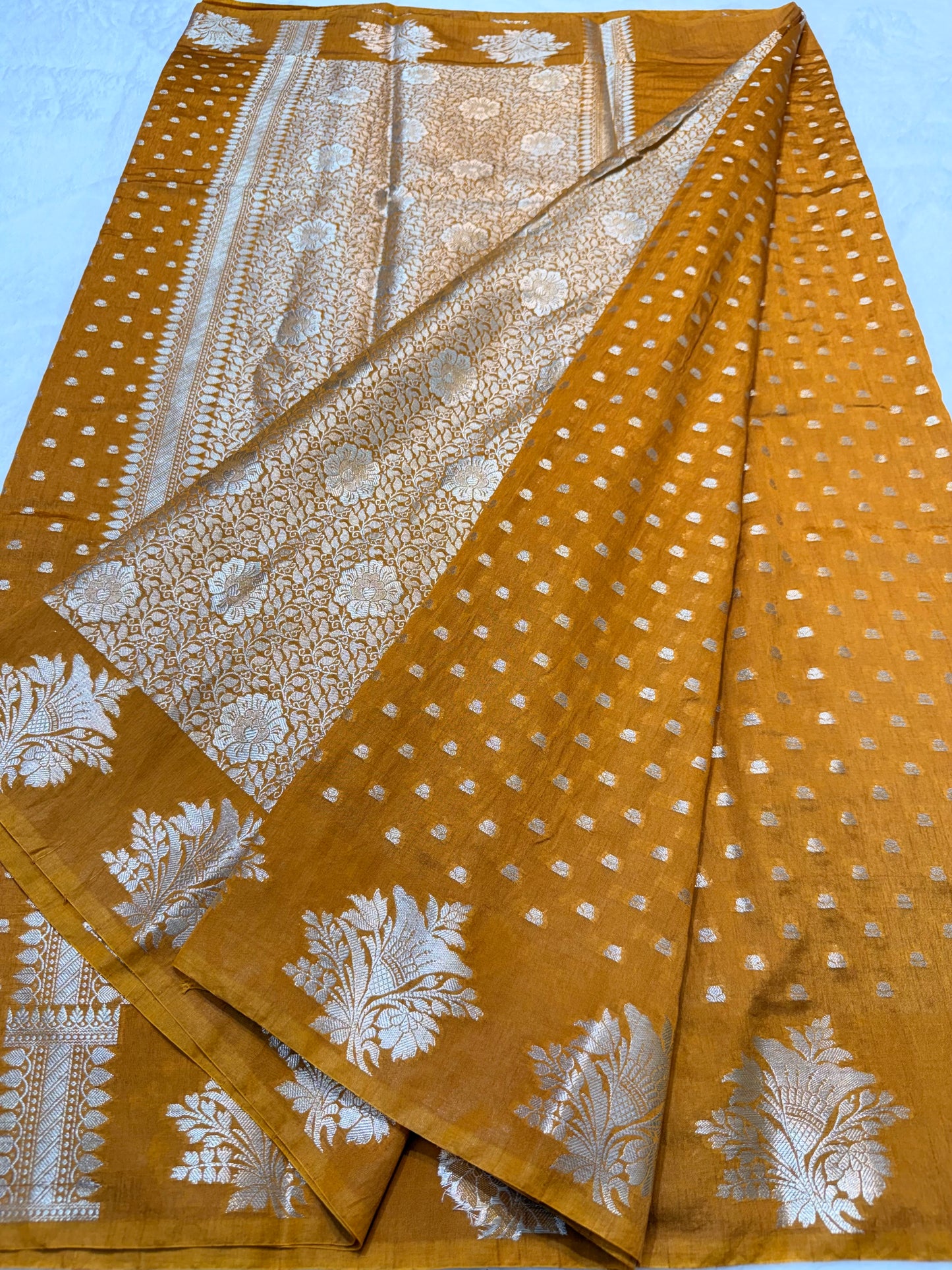 Bronze shade raw mango premium Banarasi saree
