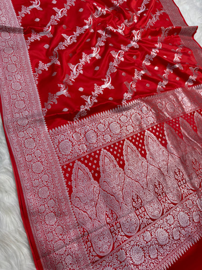 Red shade premium mashru katan Banarasi saree