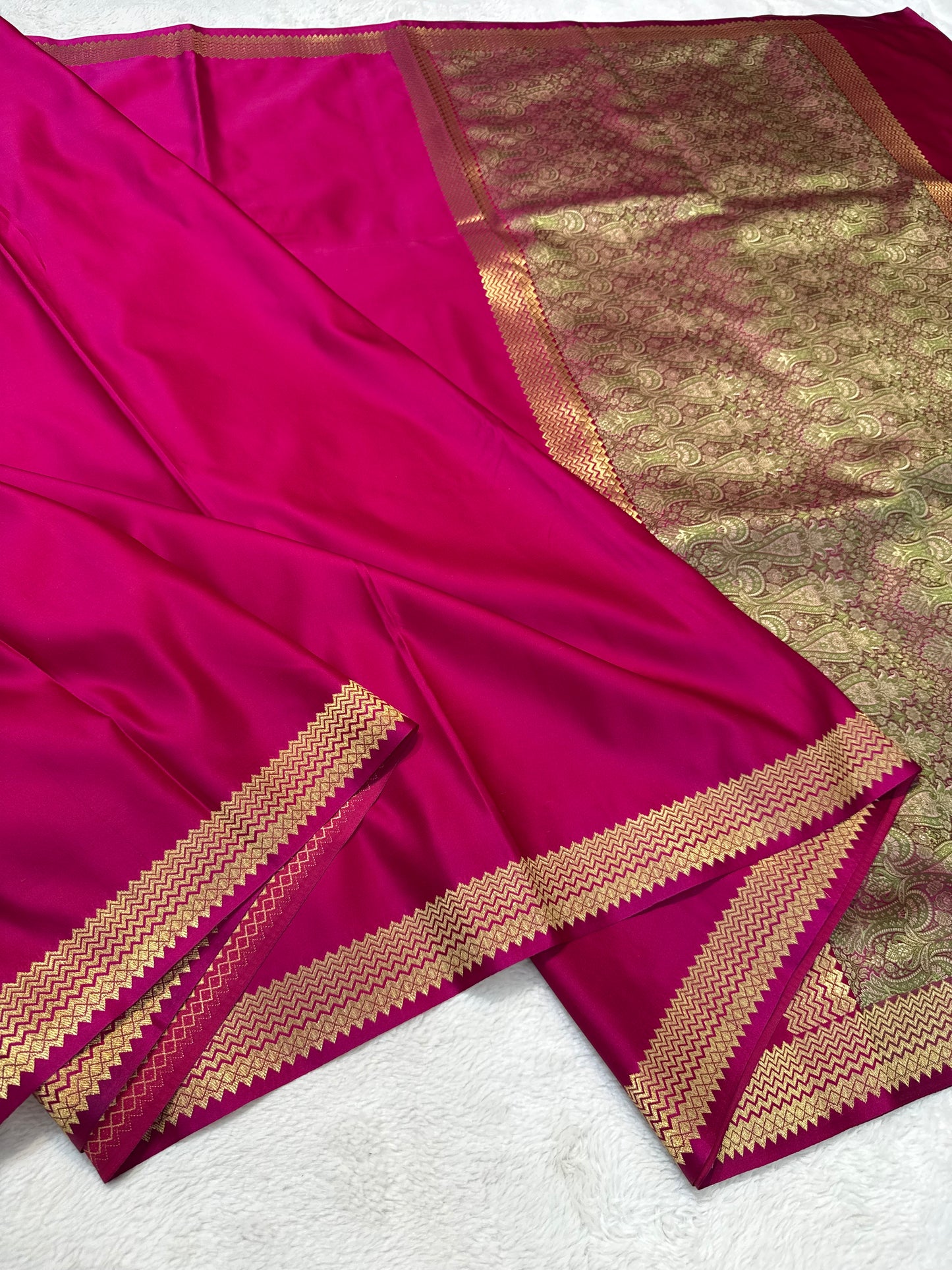 Royal pink shade mashru silk premium Banarasi silk Saree
