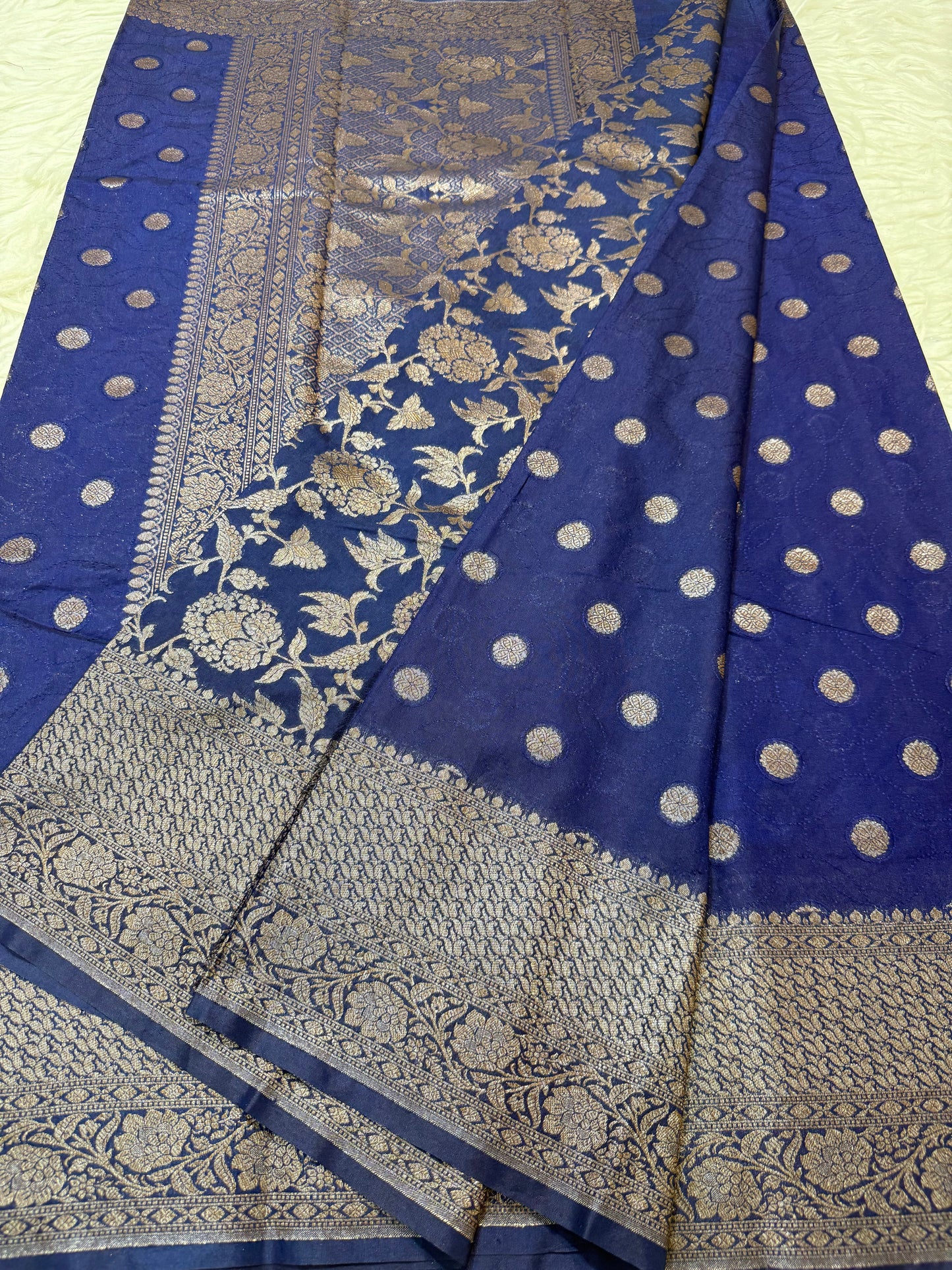 Navy shade Dupion Silk premium Banarasi Saree