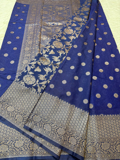 Navy shade Dupion Silk premium Banarasi Saree