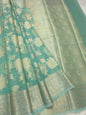 Sea green shade kora organza Banarasi saree