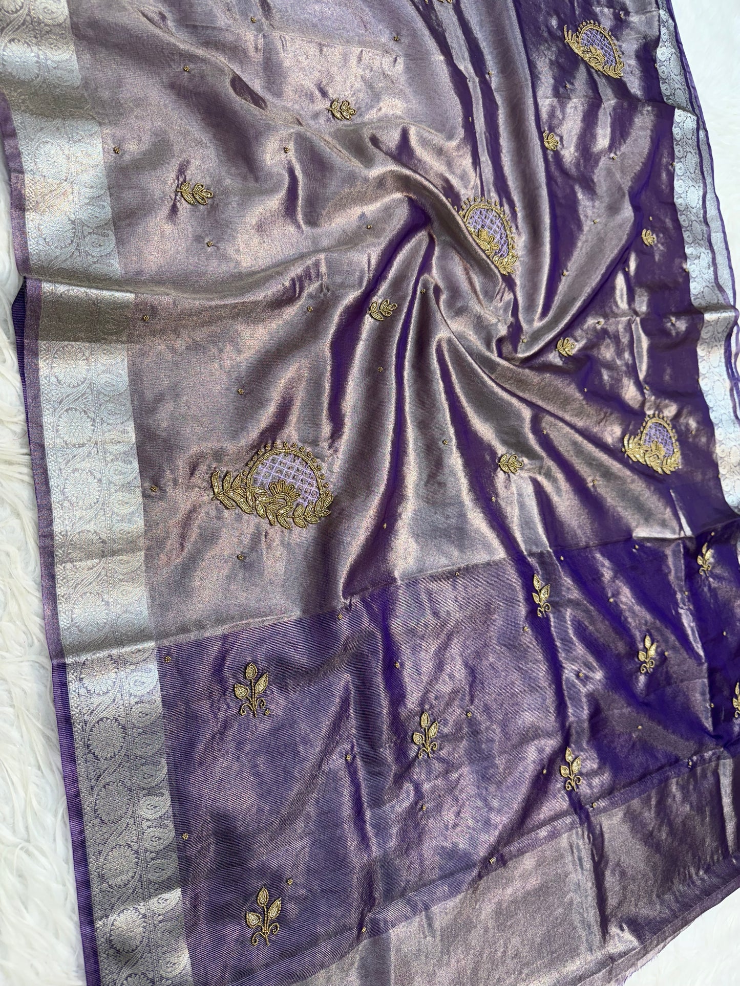 Tissue Aari Work Banarasi silk saree