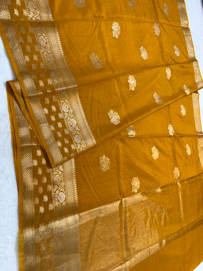 Bronze shade raw mango  premium Banarasi saree