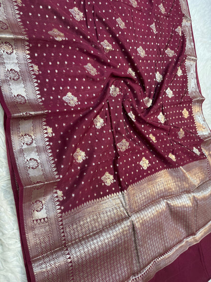 Wine shade  Raw mango soft silk banarasi saree