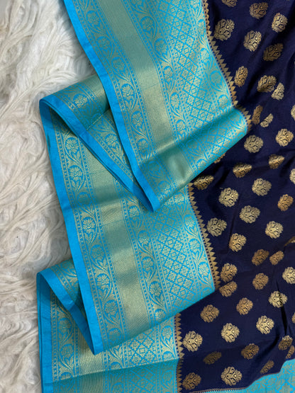 Nevy sea green shade Dupion Silk Banarasi Saree 
