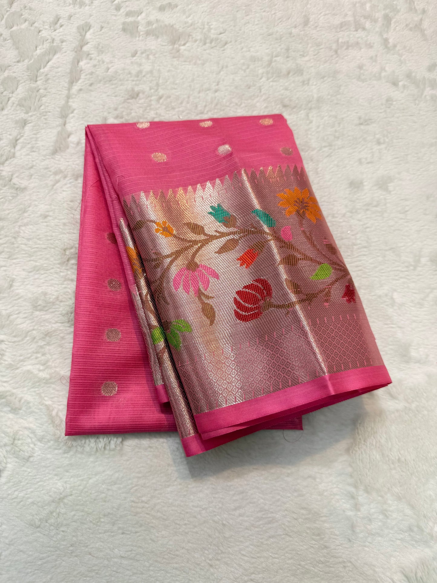 Pista green & multicolour shade tissue kota premium paithani border designer banarasi saree