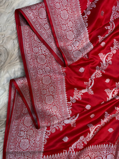 Red shade premium mashru katan Banarasi saree
