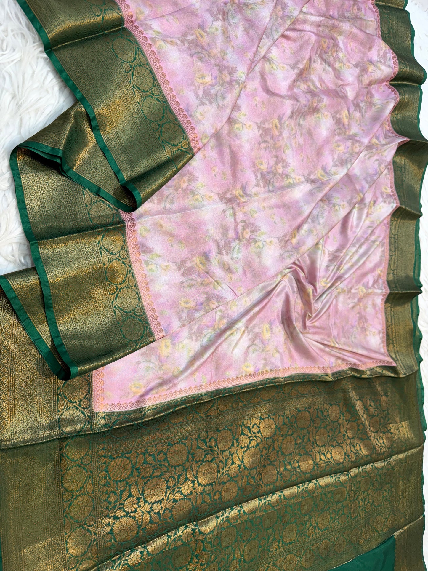 multicolour Dupion silk digital print Banarasi saree