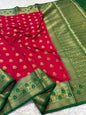 Red bottel green shade Dupion Silk premium Banarasi Saree