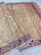 Peach shade tissue kota designer embroidery premium Banarasi saree