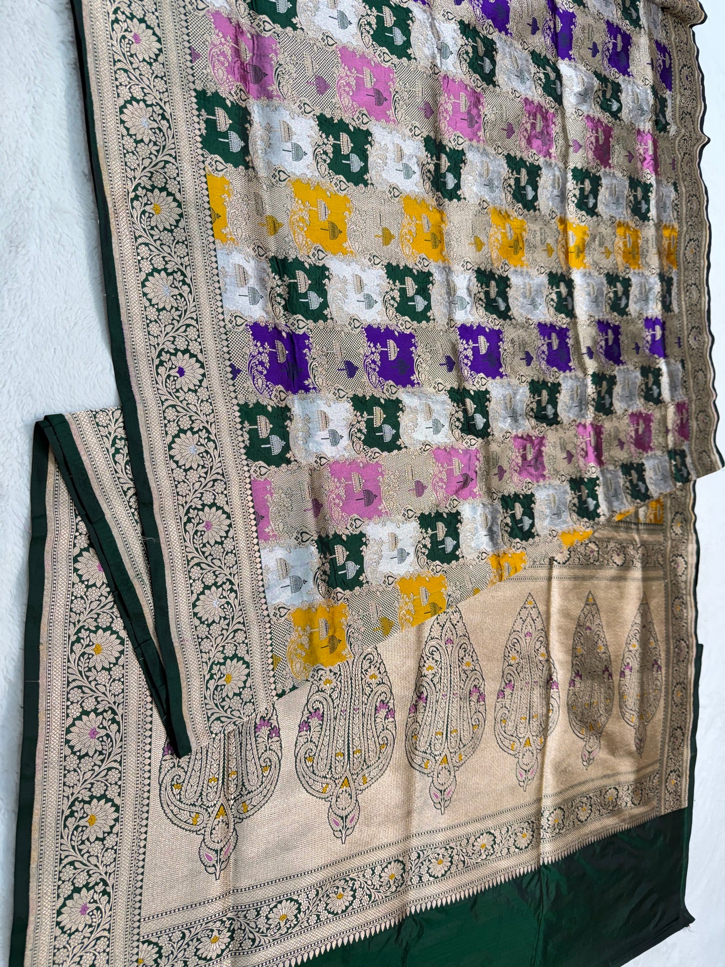 multicolore shade pure katan rangkat premium Banarasi silk saree