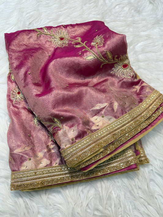 Tissue Aari Work Banarasi silk saree