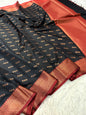 Black maroon shade premium soft silk Banarasi saree