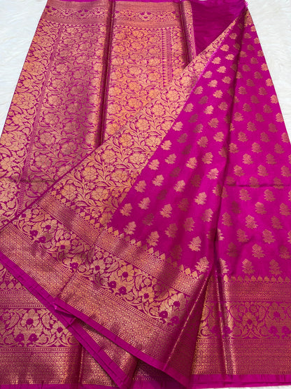 Royal pink shade Dupion Silk premium Banarasi Saree