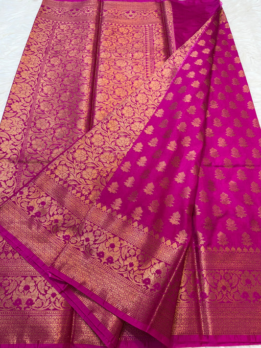 Royal pink shade Dupion Silk premium Banarasi Saree