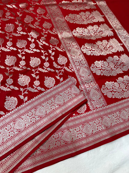 Red shade katan Banarasi silk Saree
