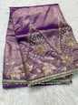 Purple shade tissue ari & zardosi work designer premium Banarasi saree