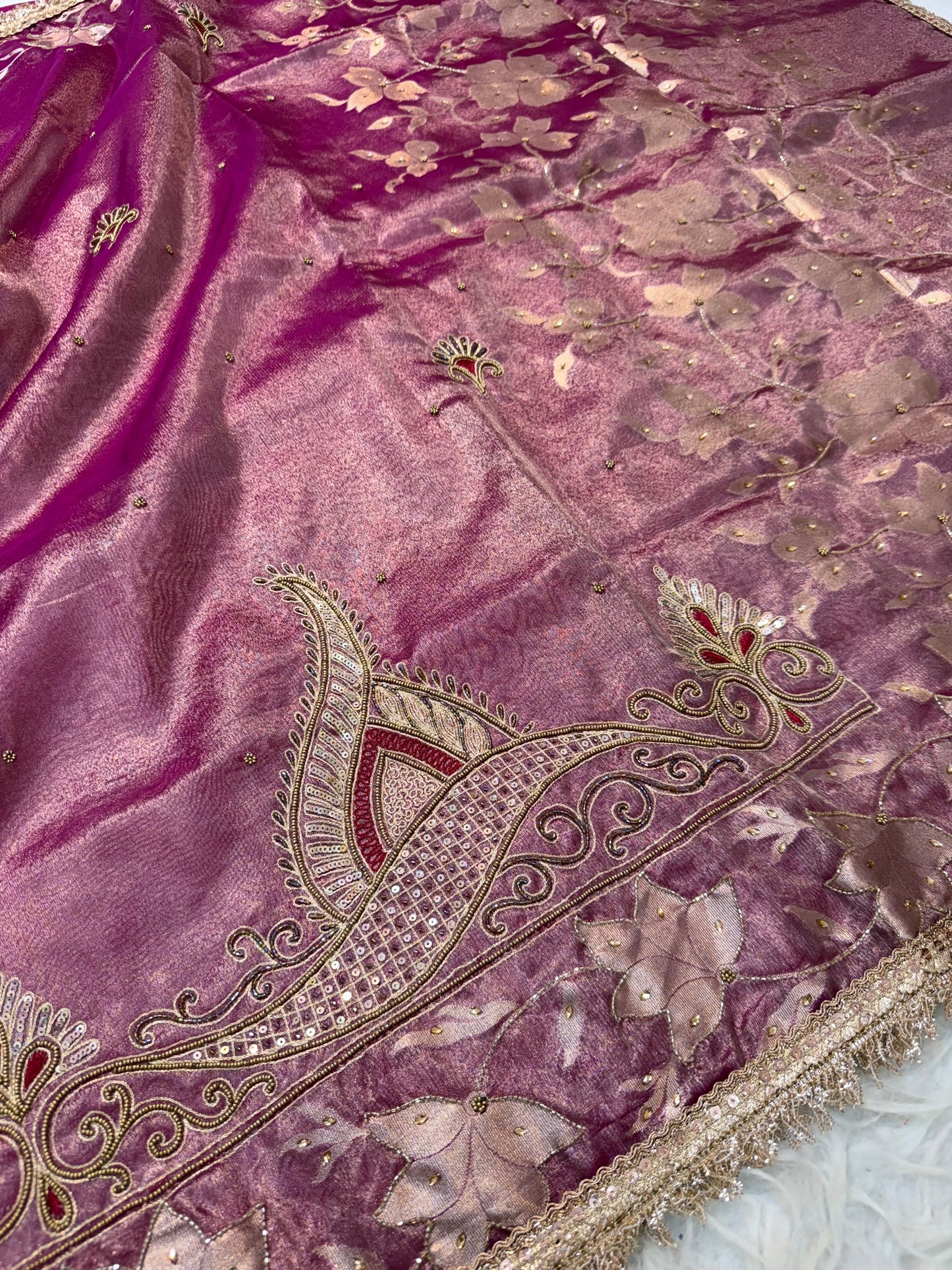 Tissue Aari Work Banarasi silk saree