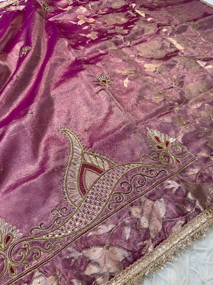 Tissue Aari Work Banarasi silk saree