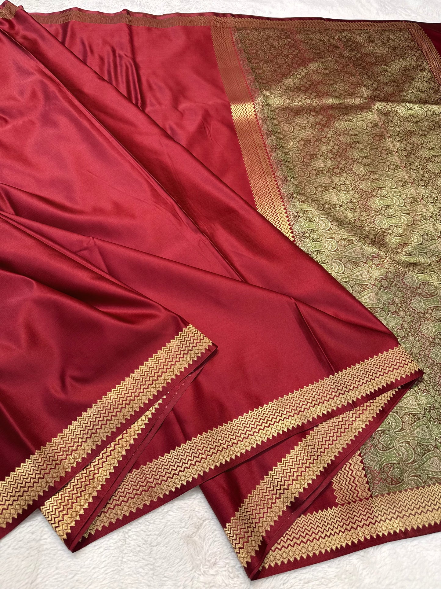 Maroon shade mashru silk premium Banarasi silk Saree