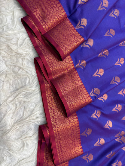 Nevy maroon shade premium soft silk Banarasi saree