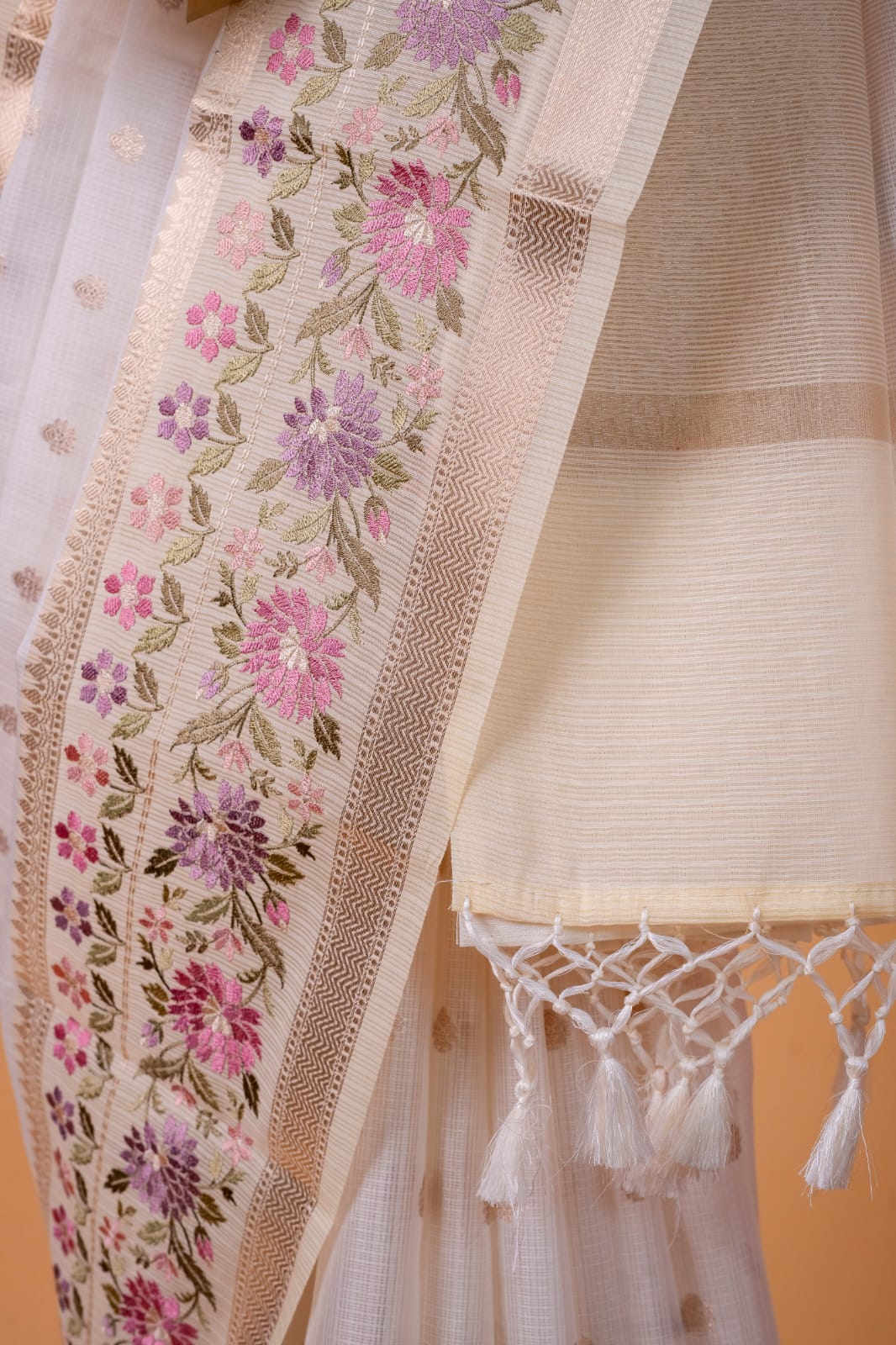 White shade kota designer embroidery premium Banarasi saree