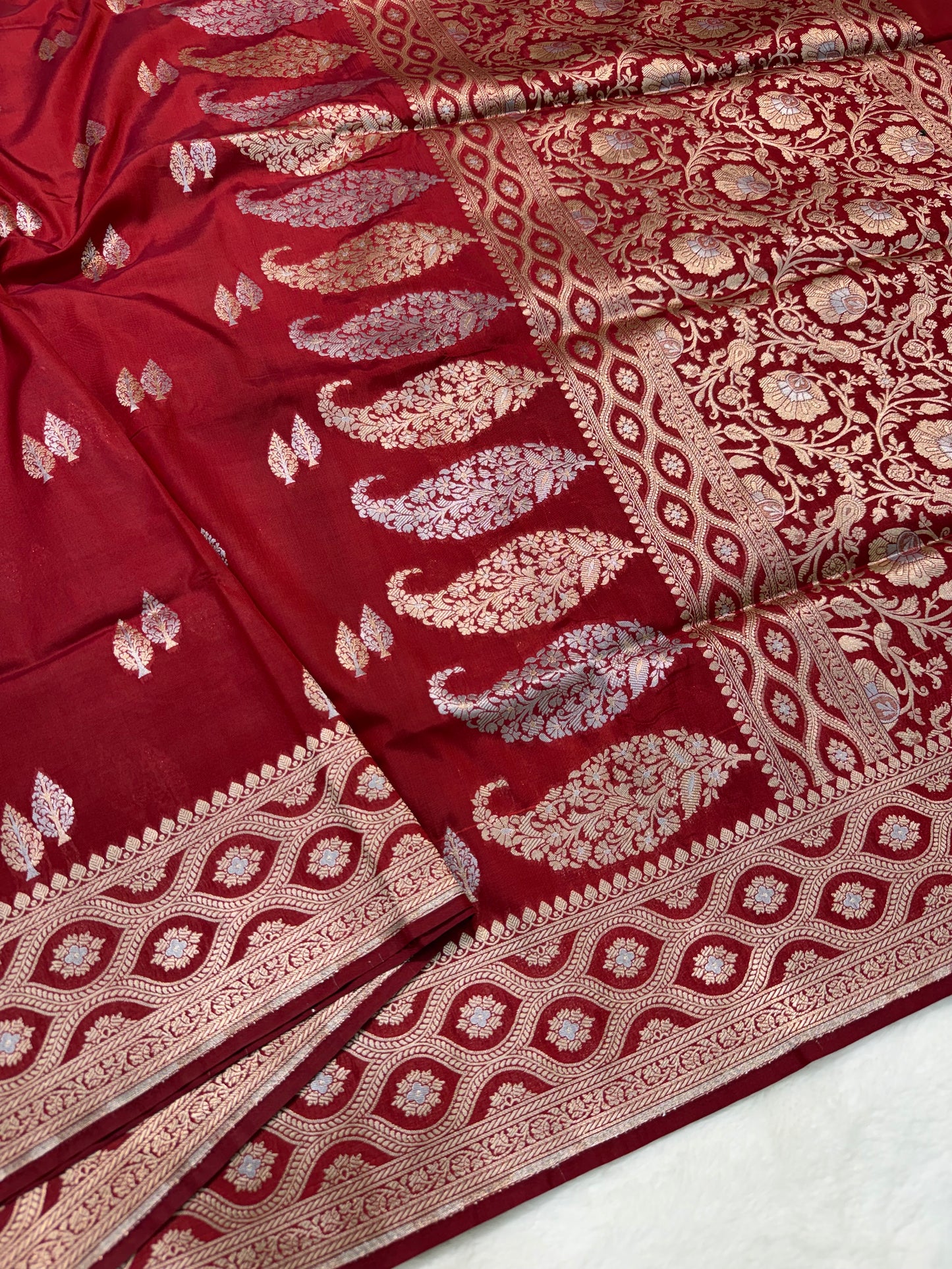 Red shade katan Banarasi silk Saree