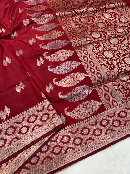 Red shade katan Banarasi silk Saree