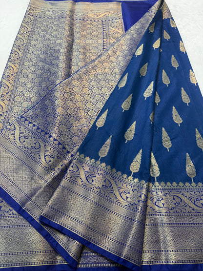 Navy shade Dupion Silk premium Banarasi Saree