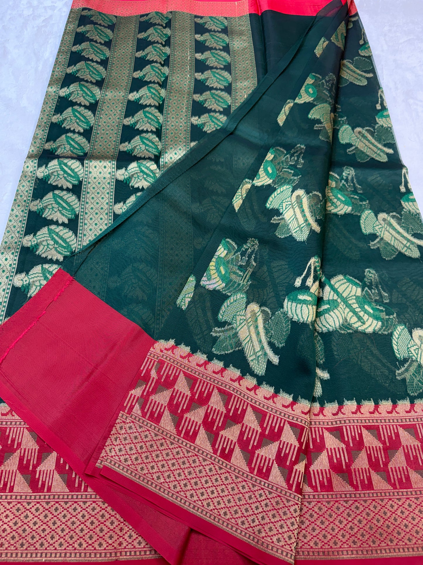 Multicolour shade kora silk premium Banarasi saree