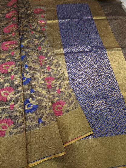 Multicolour shade supernet silk premium  Banarasi saree