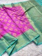 Royal pink & sea green shade Dupion Silk Banarasi Saree 
