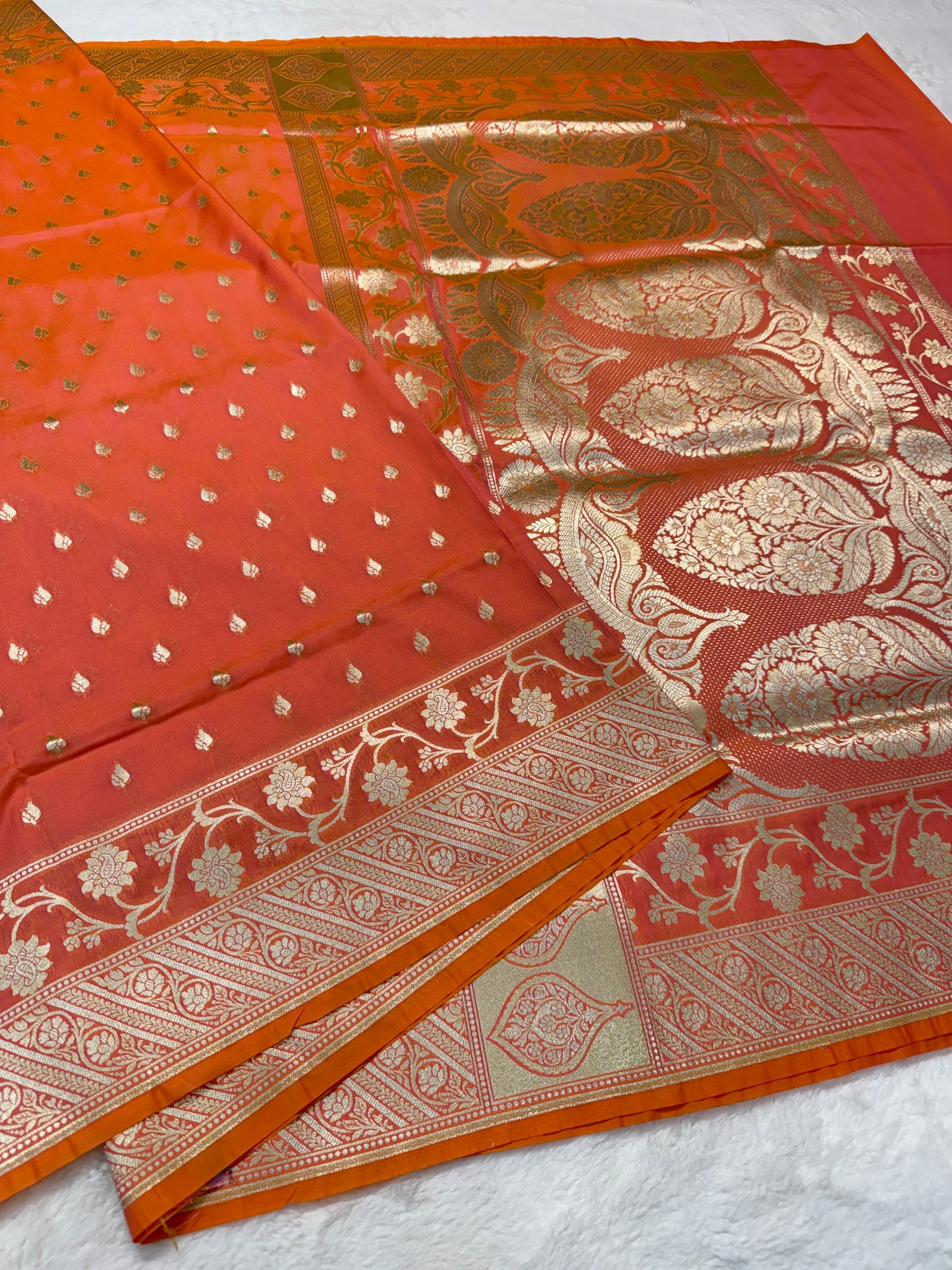 Peach shade katan Banarasi silk Saree