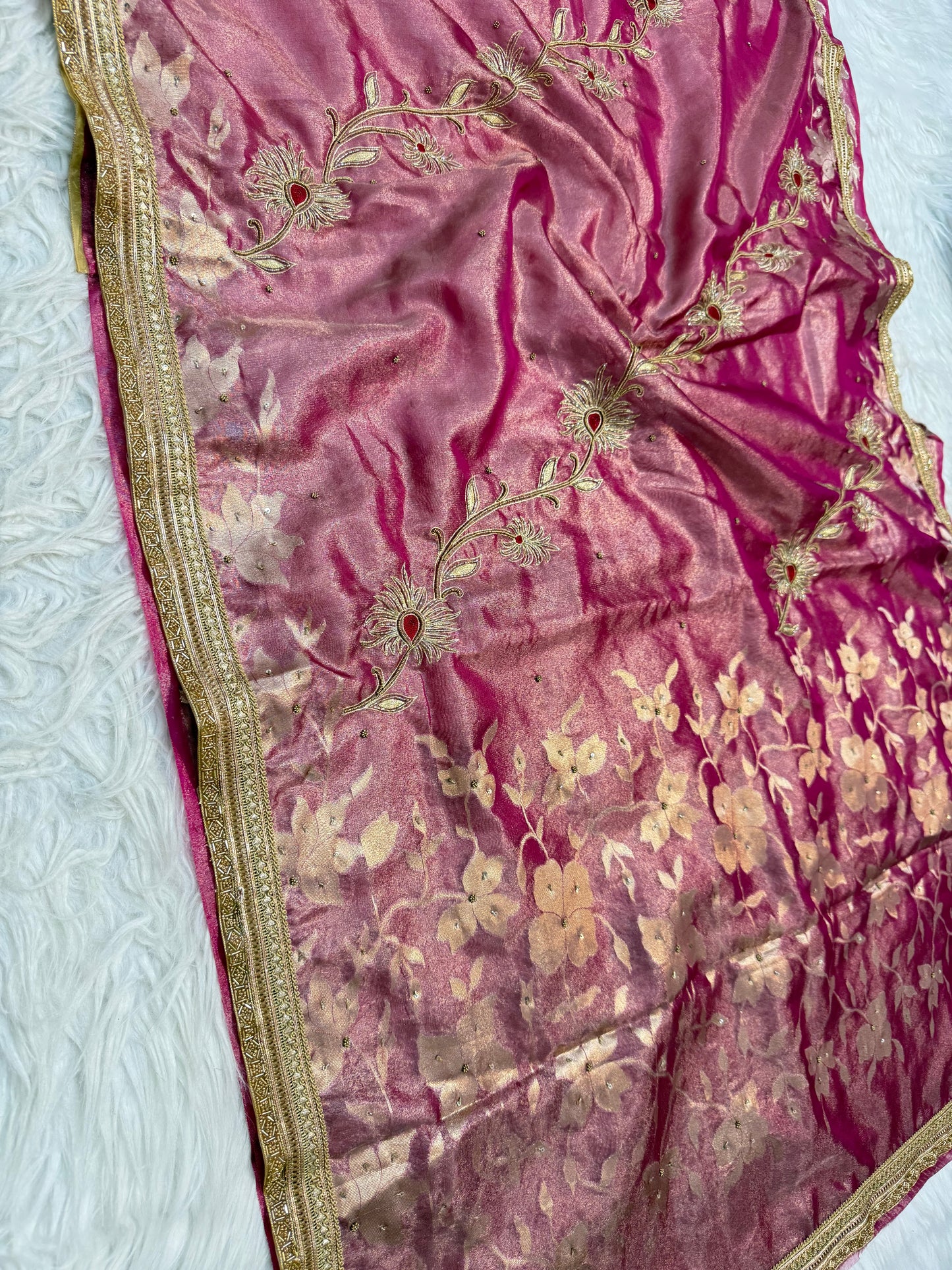 Tissue Aari Work Banarasi silk saree