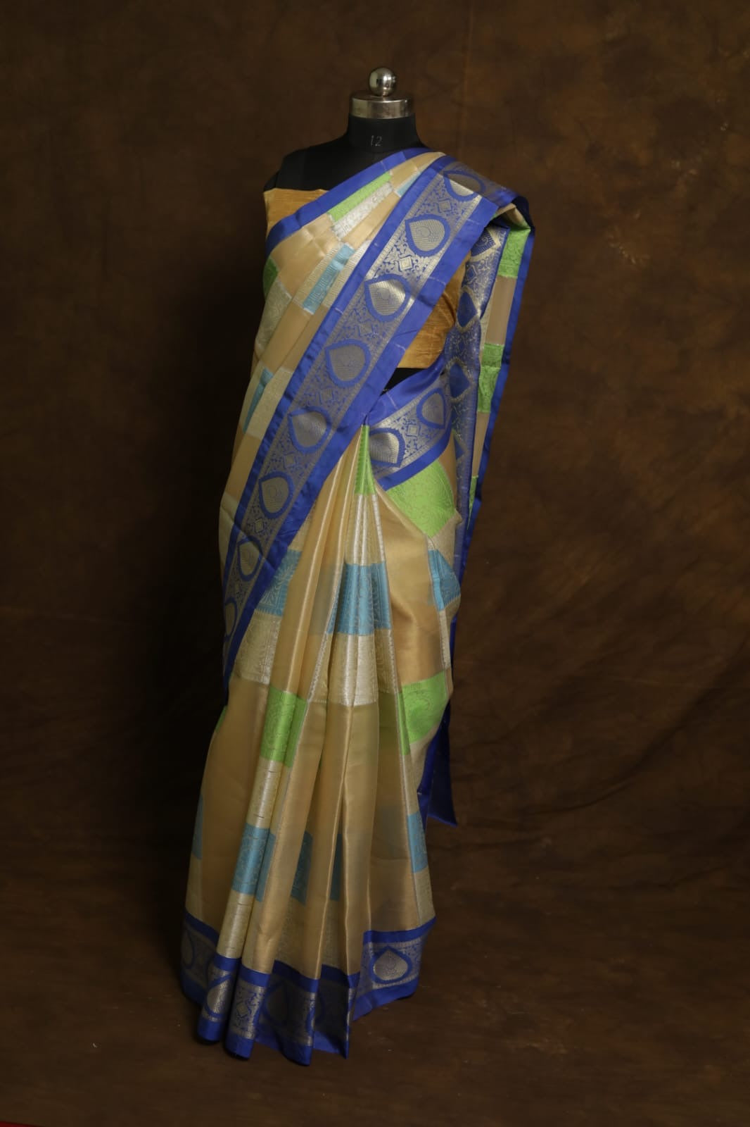 Multicolour shade tissue organza Banarasi saree