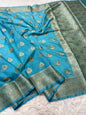 Firozi shade kota silk premium Banarasi saree