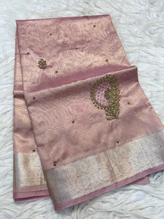 Tissue Aari Work Banarasi silk saree