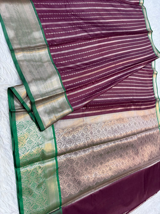 maroon green shade premium soft silk Banarasi saree