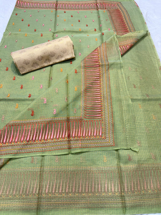 Banarasi tissue embroidery saree