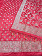 Strawberry Satin Katan Swarovski Work Banarasi suit