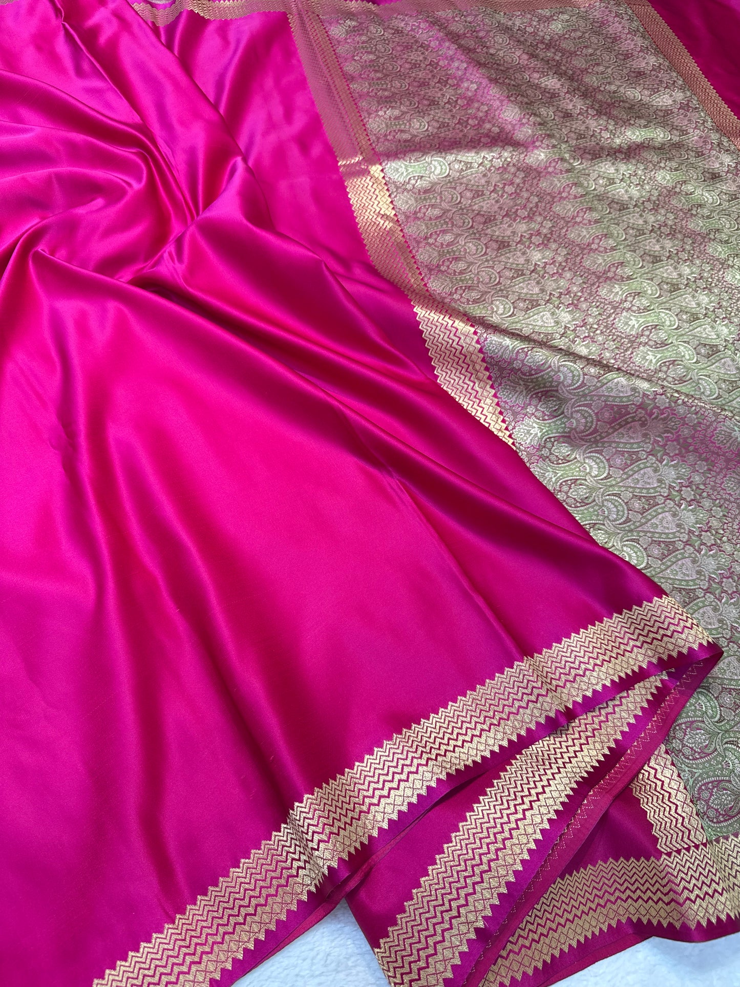 Royal pink shade mashru silk premium Banarasi silk Saree